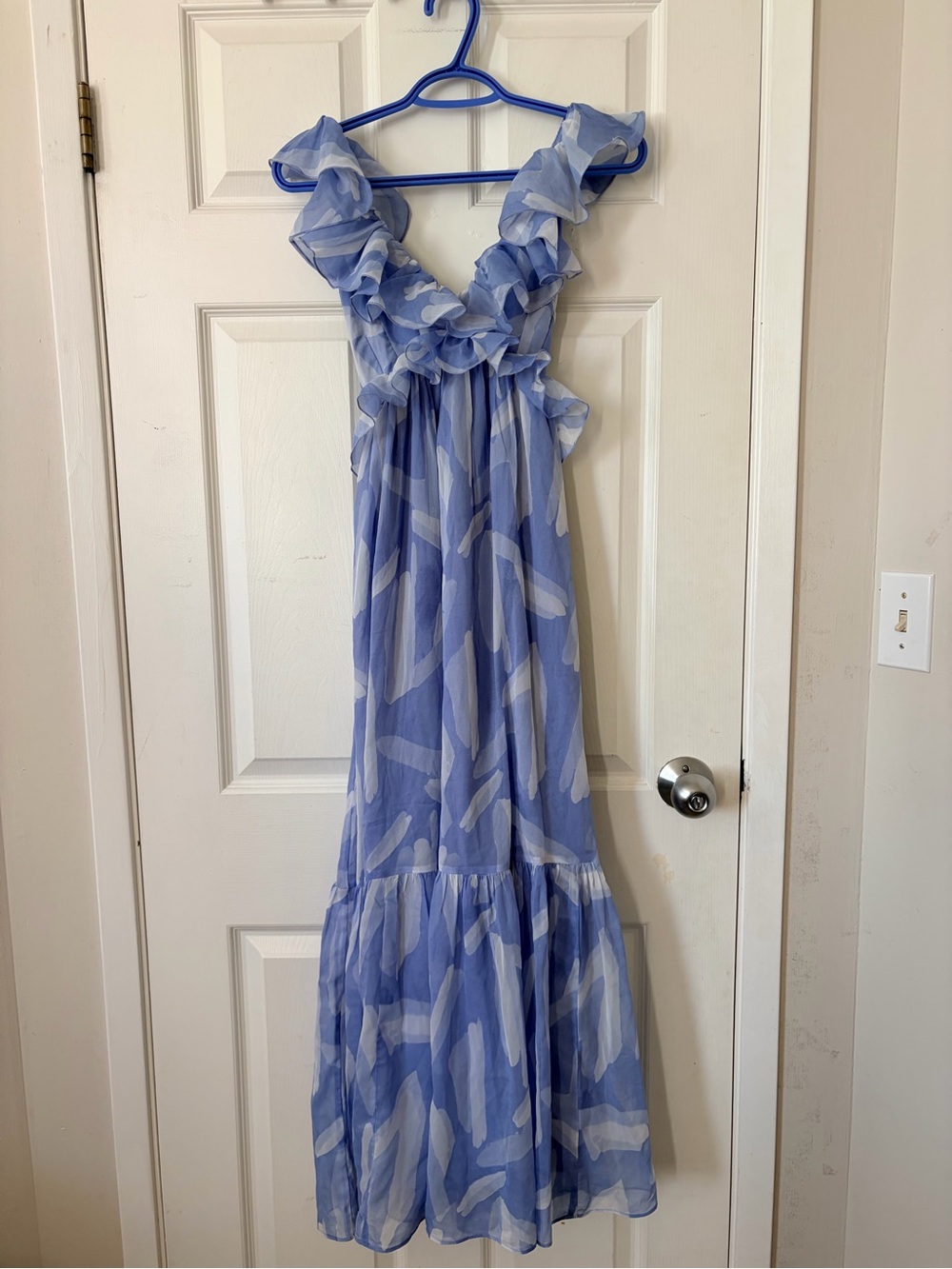 Abercrombie & Fitch Blue Ruffled Maxi Dress